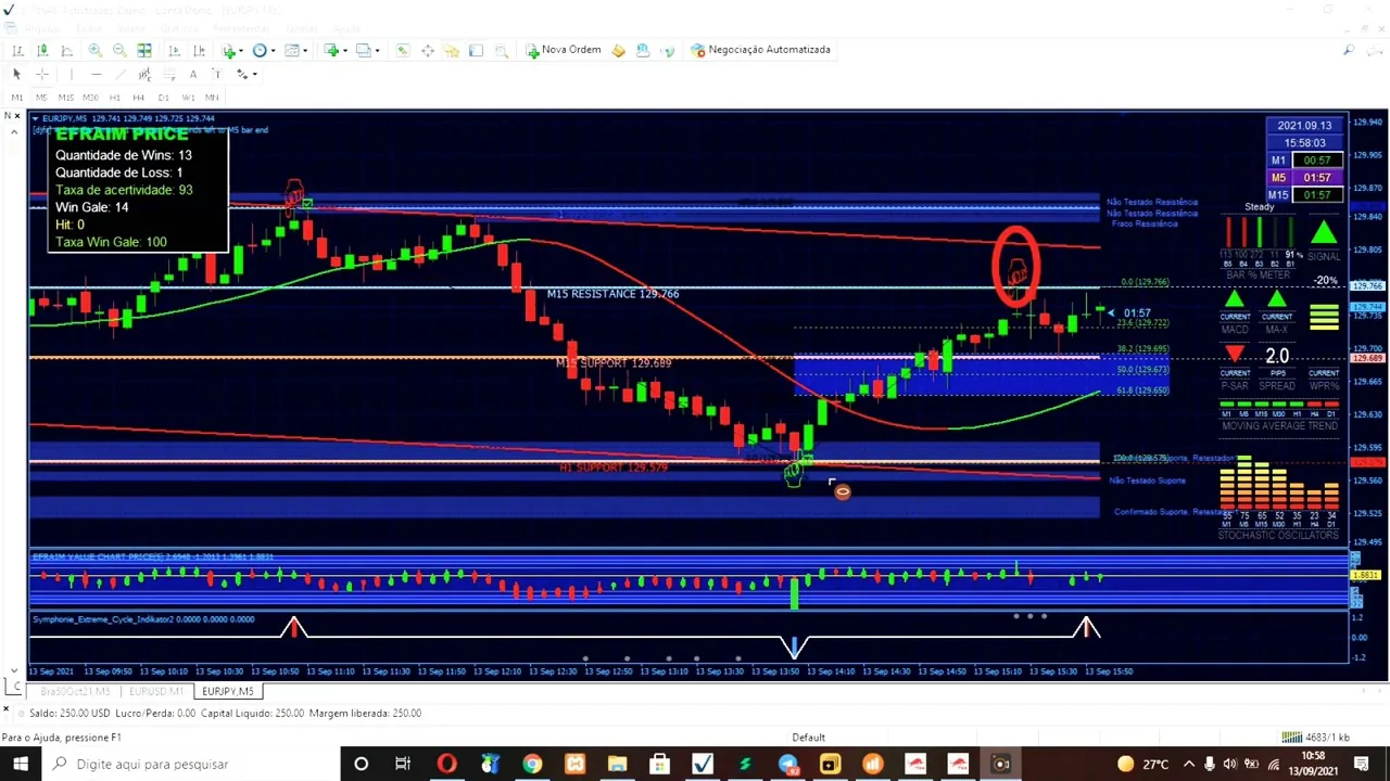 Tela real do Indicador Price Action MT4